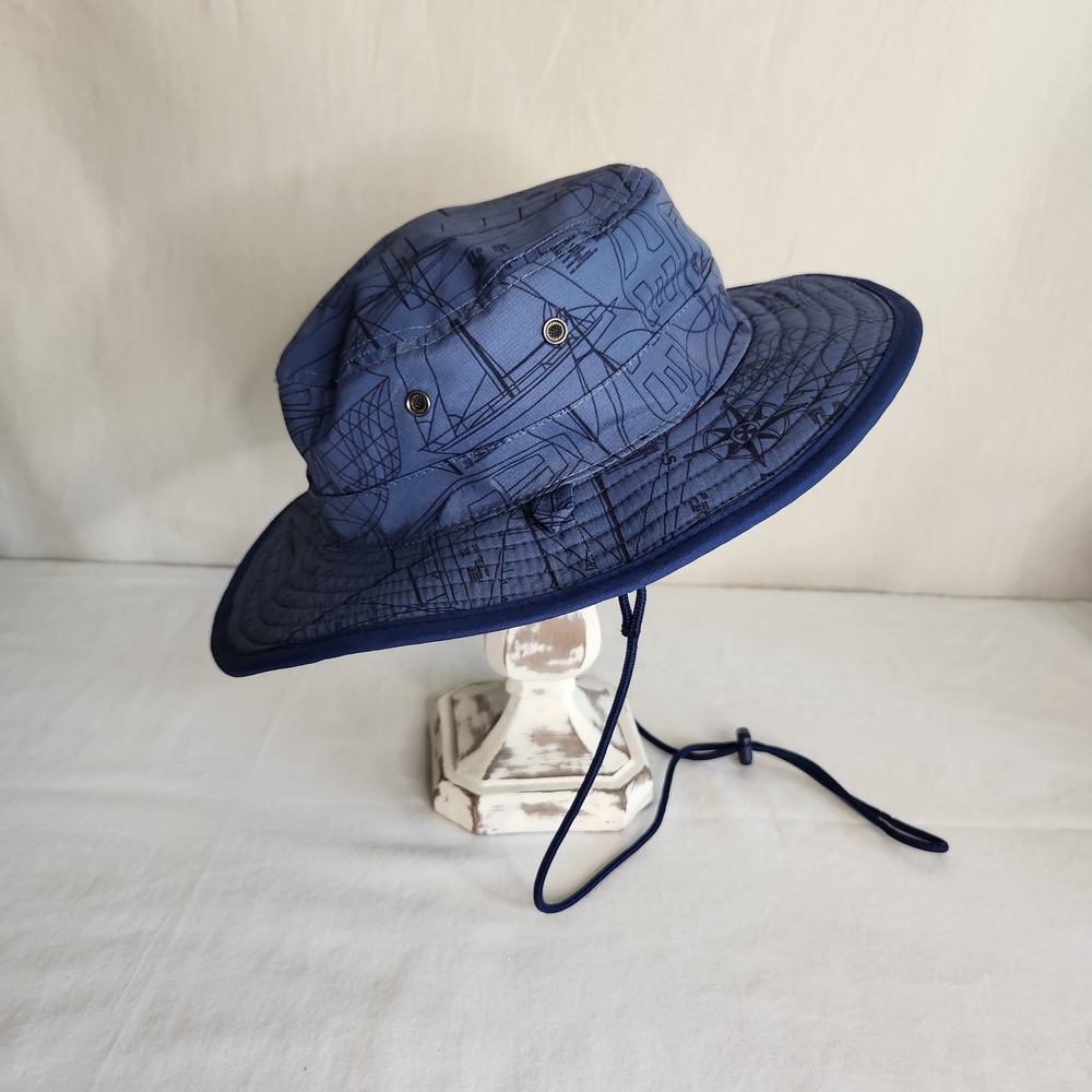 Vineyard Vines Sun Hat Boat Print Blue SM New Beachy Resort - Picture 2 of 8